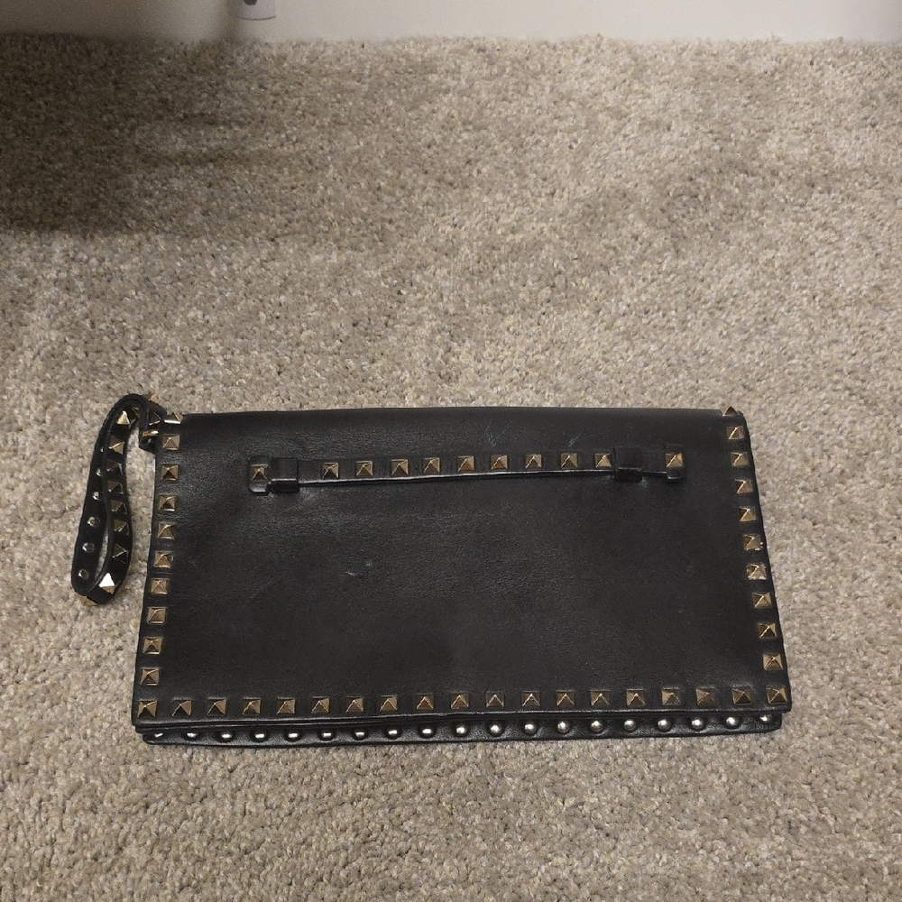 Valentino Garavani Black Clutch with Gold Studs